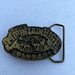 Vintage Rocky Mountain High Colorado Belt Buckle Brass